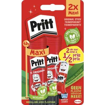 Afbeelding van Lijmstift Pritt 43gr blister à 2 stuks