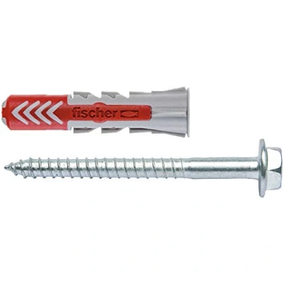 Afbeelding van fischer Duopower pluggen met zeskantschroef, grijs en rood, 10 x 50 T