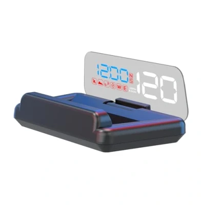 Afbeelding van AMROOLOO GPS snelheidsmeter, spiegel reflecterende auto hoofd omhoog display, display snelheid en tijd, geschikt voor alle auto&#039;s