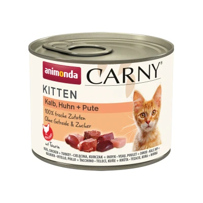 Afbeelding van 12x200g Kitten Kalf, Kip en Kalkoen animonda Carny Kattenvoer