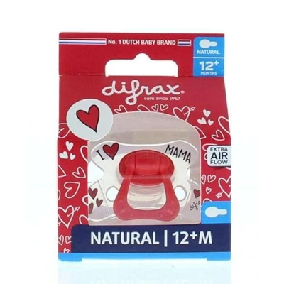 Afbeelding van Difrax Fopspeen Natural 12+ Maanden I love
