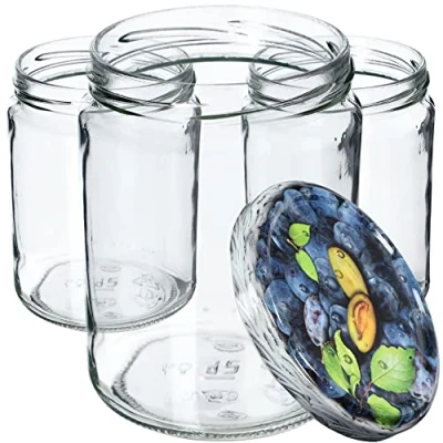 Afbeelding van KADAX Weckpotten, 540 ml, inmaakpotten voor schroefdeksel, jampot, voorraadpot, conservenglas, ronde glazen (pruimen, 24 stuks)