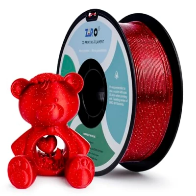 Afbeelding van ZIRO PLA Glitter Filament 1.75mm 3D Printer Twinkling Serie 1KG, Dimensionale Nauwkeurigheid +/ 0.05mm, Rood