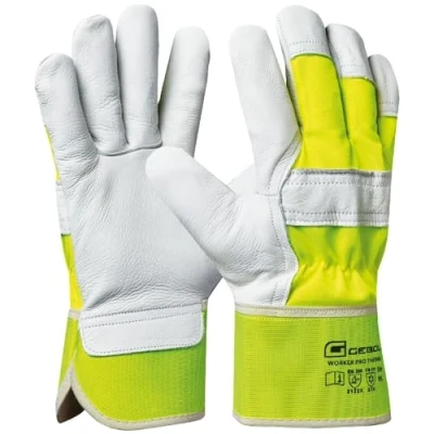Afbeelding van Gebol Worker Pro Thermo Maat XXL (maat 11) lederen werkhandschoenen met koude isolerende voering waterafstotende winterhandschoenen eenvoudig uit en aantrekken voor heren geel, wit 1