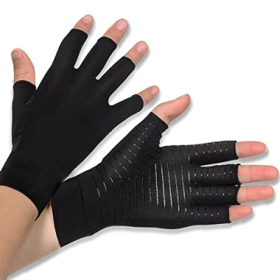 Afbeelding van Donfri 2 paar vingerloze artritis handschoenen artrose compressie voor warmte handen verlichting van pijn bij reumatoïden carpaal tunnel peesontsteking L