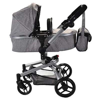Afbeelding van Bandits &amp; Angels poppenwagen Modern Angel 2in1 grey wandelwagen en buggy 3 jaar zwenkwielen grijs