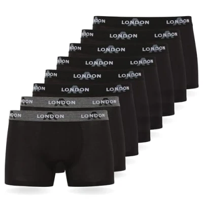 Afbeelding van FM London 8PACK Fitted Hipsters Boxer Shorts Onderbroeken, Heren, Maat: Medium, Black (black 01)