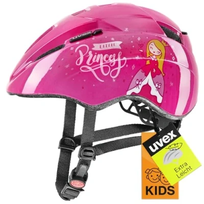 Afbeelding van uvex kid 2 lichte fietshelm voor kinderen individueel passysteem uitbreidbaar met led licht pink 46 52 cm