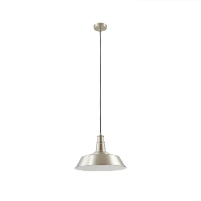 Afbeelding van Lindby hanglamp 1licht Metaal H: 10.5 cm E27 nikkel, wit