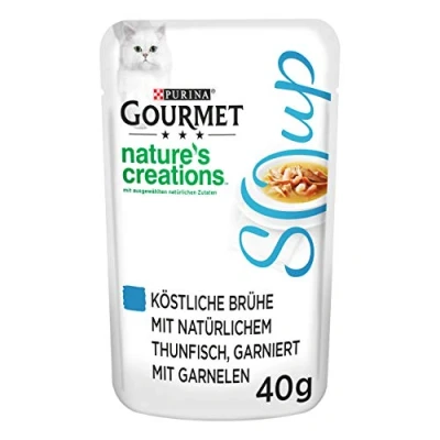 Afbeelding van Purina GOURMET Crystal Soup heerlijke brouwen, met natuurlijke ingrediënten, fraai kattenvoer, diervoeding, aanvullende voeding, set van 32 (32 x 40 g), vis &amp; zeevruchten