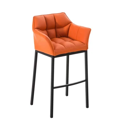 Afbeelding van Barkruk Sarpsborg Kunstleer met 4 poots Frame Zwart Oranje
