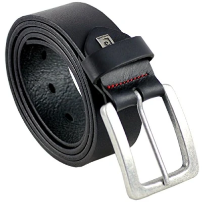 Afbeelding van Pierre Cardin leren riem heren/riem heren, volledig rundlederen riem, zwart