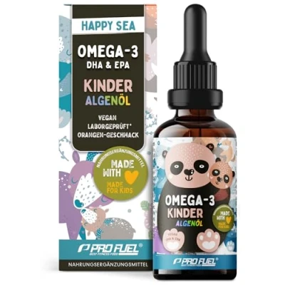 Afbeelding van omega 3 Vegan voor kinderen (50 ml) DHA &amp; EPA algenolie met 250 mg en 130 per dag heerlijke sinaasappelsmaak laboratorium getest certificaat voorraad 62 dagen