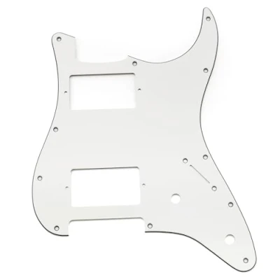 Afbeelding van Musiclily Pro 11 gaats ST Slagplaat Gitaar HH Pickguard met Bedekte 2 Humbucker Potmeter Uitsparingen voor Fender Squier Strat stijl Elektrische Gitaar, 3 laags Wit