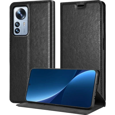 Afbeelding van Cadorabo Hoesje geschikt voor Xiaomi 12 PRO in ZWARTE NACHT Beschermhoes Case magnetische sluiting Cover