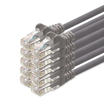 Afbeelding van 1aTTack, CAT5, UTP netwerkkabel met 2x RJ45 stekkerset (5 stuks) 5m grijs 10, stuks
