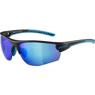 Afbeelding van ALPINA TRI SCRAY 2.0 HR Indiv. Verstelbare, onbreekbare wisselglazen, sport en fietsbril met 100% uv bescherming voor volwassenen, zwart mat cyaan, eenheidsmaat