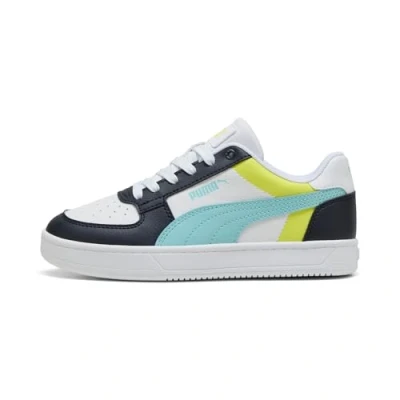 Afbeelding van Puma CAVEN 2.0 Block JR Sneaker, Wit Safe Lake New Navy, 4.5 UK, White Nieuwe Marine, UK