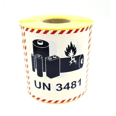 Afbeelding van MD Labels 500 etiketten UN 3481 100 x mm bevat lithium ion batterijen transportstickers stickers voor gevaarlijke goederen accu