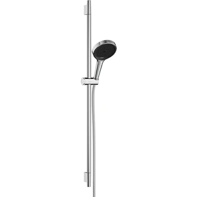 Afbeelding van hansgrohe rainfinity doucheset 130 3jet ecosmart met glijstang 90 cm push schuifstuk en textiel doucheslang 160 chroom 28744000