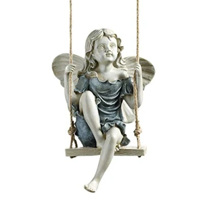 Afbeelding van Design Toscano EU42046 Zomerfee op een schommel hangend standbeeld, 29 cm, polyresin, tweekleurige steen, veelkleurig