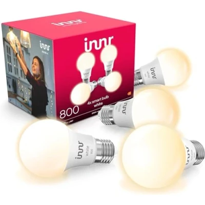 Afbeelding van Innr Zigbee E27 LED warm wit dimbaar slimme lamp werkt met Philips Hue*, Amazon Echo (4e generatie) en SmartThings 806 lumen 4 pack