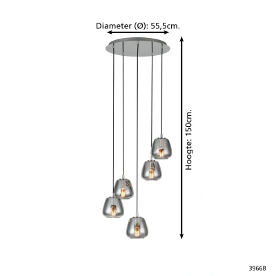Afbeelding van EGLOÂ AlbarinoÂ HanglampÂ Â 5Â lichtsÂ Ã ̃55,5Â cmÂ E27Â Chroom