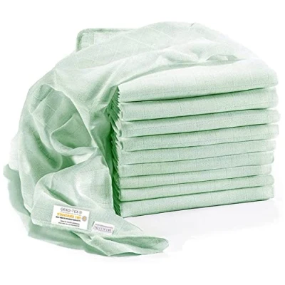 Afbeelding van spuugdoeken, verpakking van 10, 80 x cm, Oeko Tex® Standard 100 getest, dubbel geweven stoffen luiers/gaasdoeken met versterkte rand, mintgroen