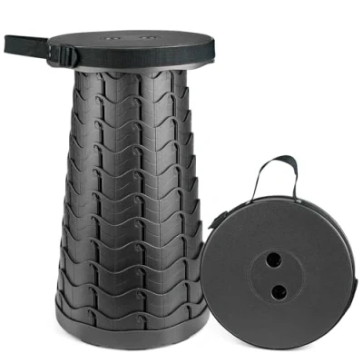 Afbeelding van Hesanzol Draagbare telescopische kruk, intrekbare opvouwbare kruk voor camping tuin vissen wandelen reizen BBQ, verstelbare inklapbare krukken Max belasting 400 lbs