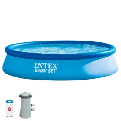 Afbeelding van Intex Easy Opblaasbaar zwembad. Opbouwzwembad (met filter). 396cm x 84cm blauw