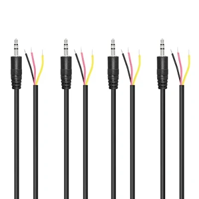 Afbeelding van RIIEYOCA Vervanging 3.5mm Mannelijke Plug naar Naakte Draad Open End 1/8 &quot;TRS 3 polige Stereo Audio Kabel voor Apparatuur Geïnstalleerd of Oortelefoon Microfoon Reparatie, 1M (4 Pack)