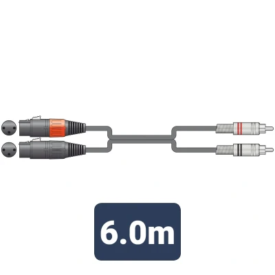 Afbeelding van akkoord 2R 2XF600 6 m Twin RCA naar XLRF lood