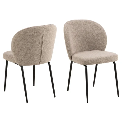 Afbeelding van Eetstoel Hojmark in beige boucle stof