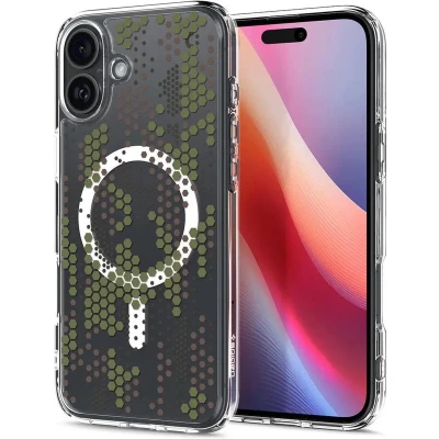 Afbeelding van Spigen Ultra Hybrid MagFit Case voor iPhone 16, Compatibel met MagSafe accessories hoesje Digital Camo