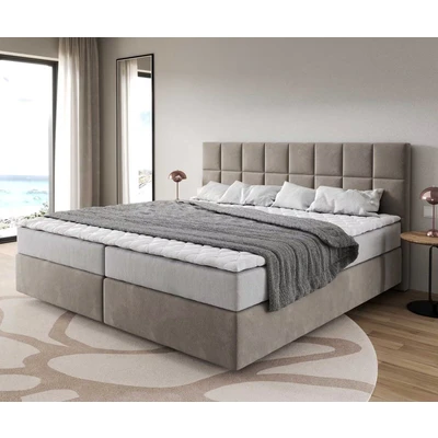 Afbeelding van Boxspringbed Dream Fine microvezel beige 200x200 cm met pocketveringmatras en Visco topper
