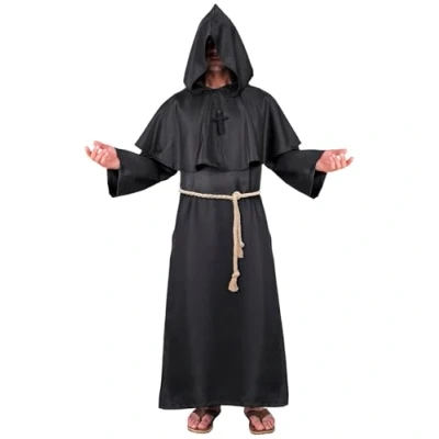 Afbeelding van Widmann Monnik &amp; Pater Priester Kostuum Zwarte Gelovige Gerard Man Zwart Large / XL Carnavalskleding Verkleedkleding