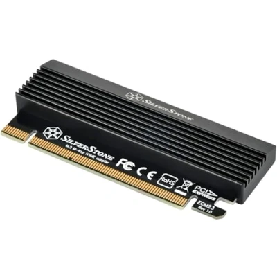 Afbeelding van SilverStone SST ECM23 PCI E uitbreidingskaart SuperSpeed, Express x4 naar M.2 (M Key), aluminium koellichaam + thermische pad