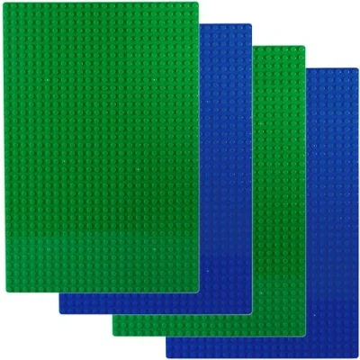 Afbeelding van Apostrophe Games Classic bouwsteen grondplaten Compatibel Met alle grote merken (2x groene &amp; 2x blauwe rechthoek)