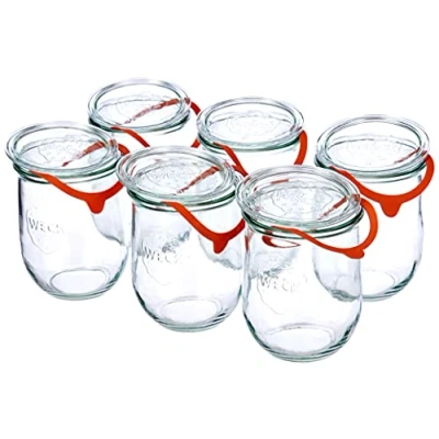 Afbeelding van Weck Tulip glas 6 x 1 liter Inclusief deksel, afsluitringen, 2 klemmen per pot