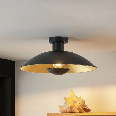 Afbeelding van Lindby plafondlamp 1licht ijzer H: 19 cm E27 zwart, goud