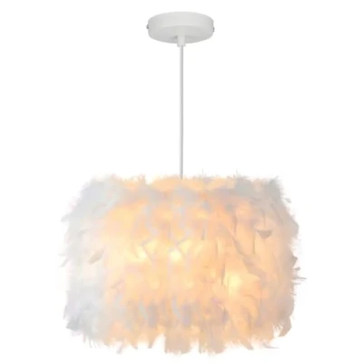 Afbeelding van 40CM/15.9IN Veer Hanglamp Plafondlamp Elegante Lampenkap Kroonluchter Hanger Verlichting Armatuur voor Eetkamer, Woonkamer, Slaapkamer