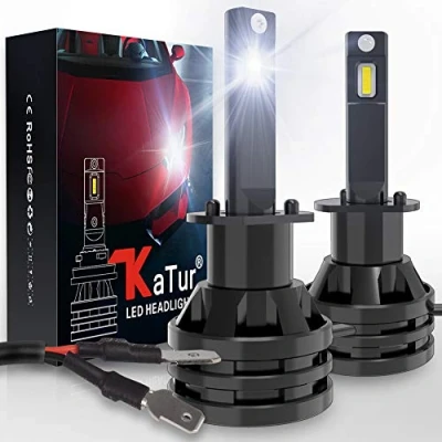 Afbeelding van KATUR H1 LED Koplampen Mini Ontwerp Verbeterde Chips Extreem Heldere 12000 LM Waterdichte Alles In ééN Koplampconversiekit 55W 6500K Xenon Wit 2 Jaar Garantie