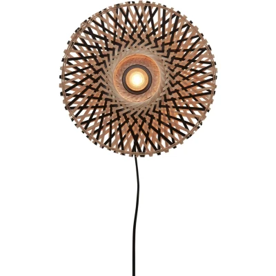 Afbeelding van Good&amp;Mojo Wandlamp Kalimantan Bamboe XS Naturel Zwart 30x8x30cm