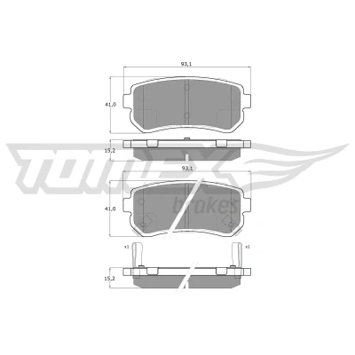 Afbeelding van TOMEX brakes TX 16 28 Remblokkenset Achteras Met akoestische slijtagewaarschuwing HYUNDAI: Tucson, ix35, i20 I Hatchback, KIA: Sportage III