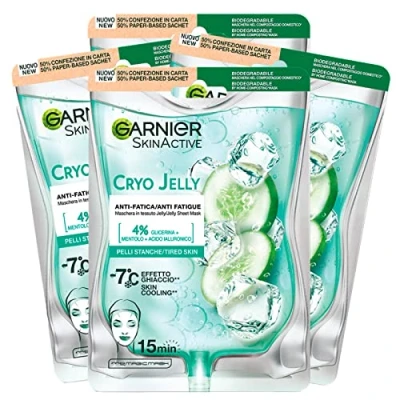 Afbeelding van Garnier SkinActive Cryo Jelly Anti Fatigue Gezichtsmasker met Hyaluronzuur Verstevigende Behandeling voor Vermoeide en Doffe Huid Vegan Formule 5 Wegwerpmaskers