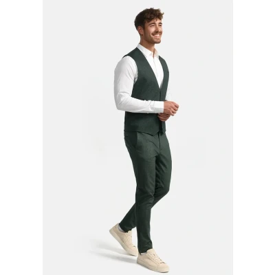 Afbeelding van Indicode Rodekro Performance Pants voor heren Chino herenbroek super stretch stoffen broek, Green Herringbone, 31W / 32L