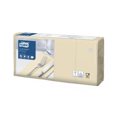 Afbeelding van Tork Lunchservet 33x33cm 2 laags 1/8 vouw Zand 477426