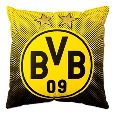 Afbeelding van BVB kussen met embleem, polyester, zwart/geel, 40 x 5 cm