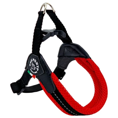Afbeelding van Tre Ponti Fibbia Verstelbaar Hondentuig Mesh Rood&amp;Reflectie Hondenharnas 28 37 cm Tot 3 Kg