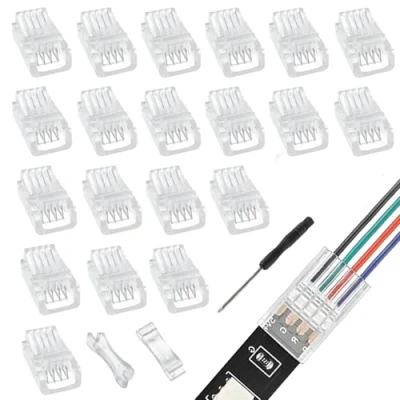 Afbeelding van EPLZON 4 Pin 8 mm LED COB Light Band Connector to Line Snelle RGB Adapter Duidelijke Spoorverlichting Spelloze voor 5050 (20 stuks)